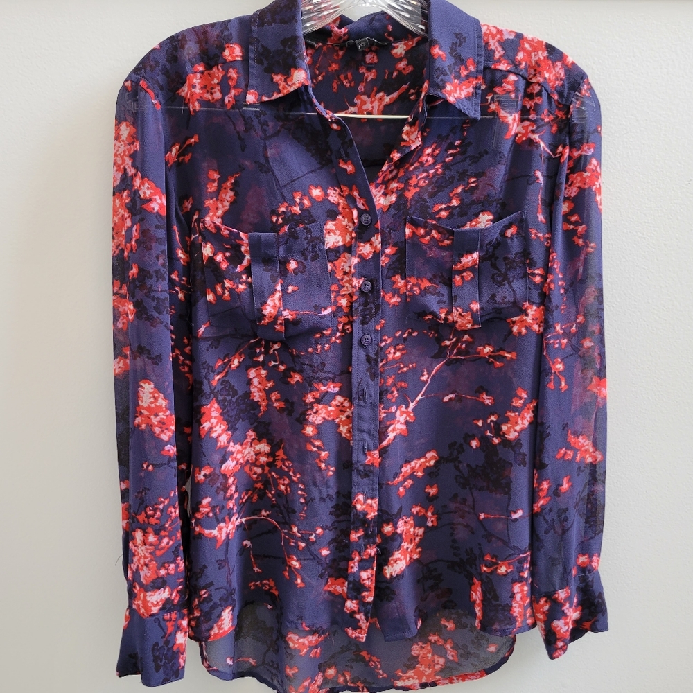 Guess Sheer Floral Blouse XS